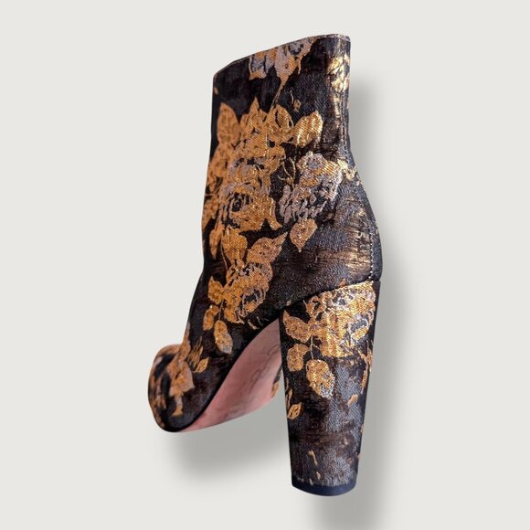 Jessica Simpson | Metallic Brocade Ankle Boots / Block Heel Booties | 6 | Chic - Picture 2 of 16